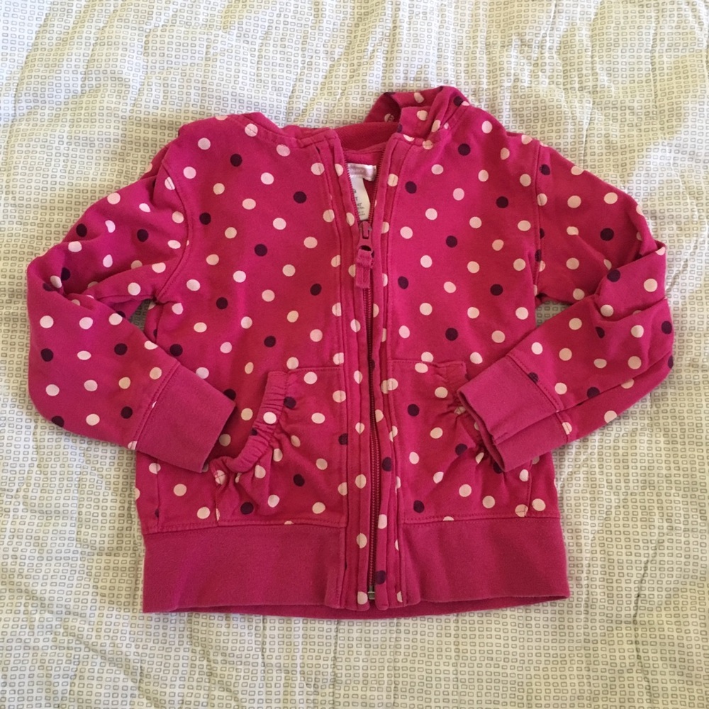 Old Navy 4T pink polka dot hoodie sweatshirt girls